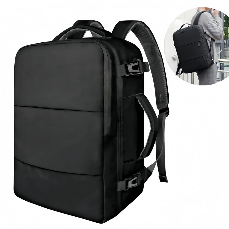 Rucsac multifunctional, Rucsac de voiaj unisex, Rucsac de calatorie pentru laptop, Rezistent la apa, capacitate mare, design cu port USB, Design ergonomic, confortabil de transportat, 38x52x12cm, negru